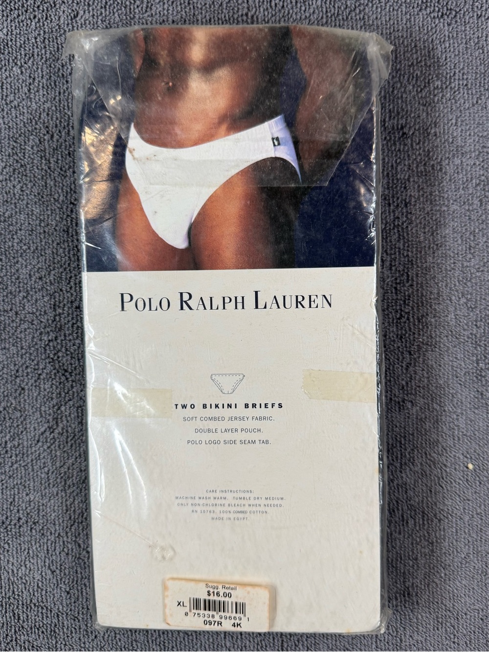 Rare Vintage Polo Ralph Lauren Men's Bikini Briefs - Pack of 2 size XL - PLAID